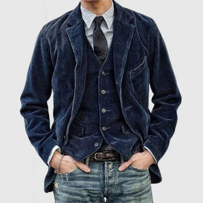 Die - vintage-jacke mit revers aus nicks rippenvelours für männer