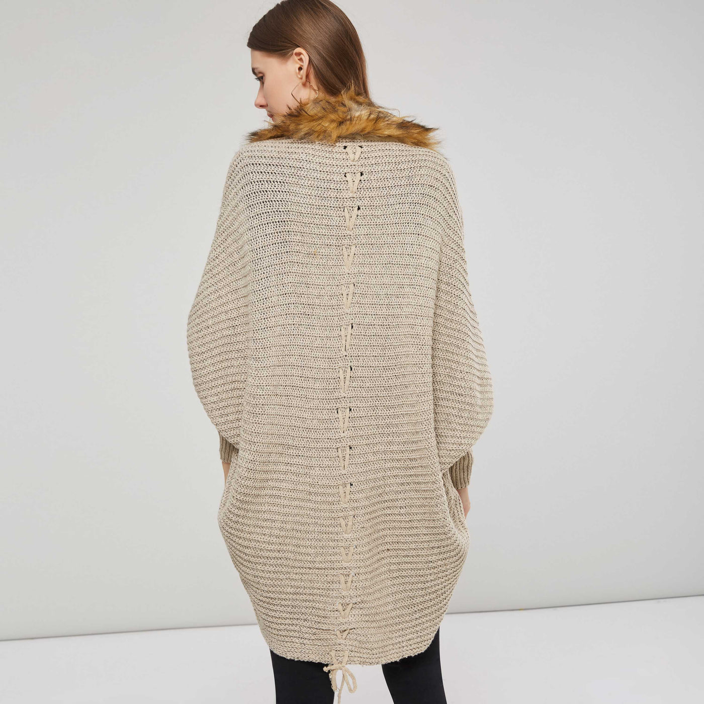 Cardigan mit Pelzstrick